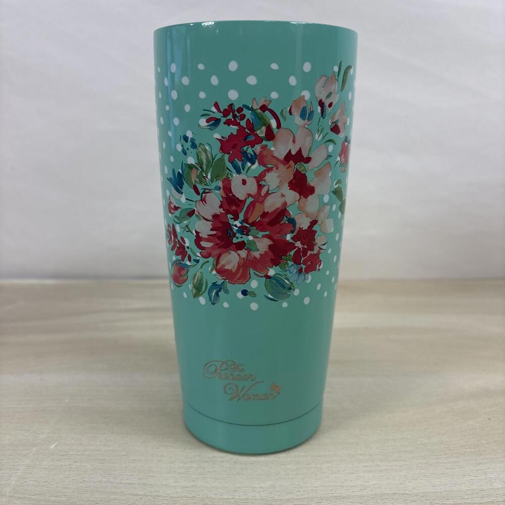 The Pioneer Woman Maverick Garden Tumbler Stainless Steel 20 oz Aqua Teal Pink